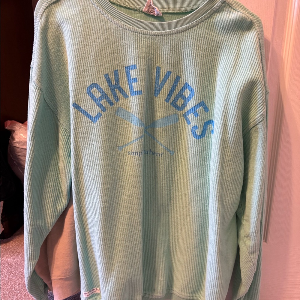 Simply Southern Lake Vibes Light Green Sweater